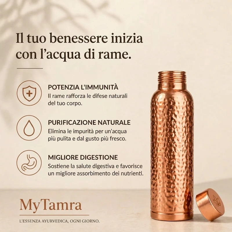 Borraccia in Rame | Acqua Purificata Naturalmente, Senza Plastica